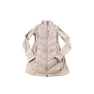 Fila Sport Womens Pink Quilted Hybrid Puffer Jacket Full Zip Thumbholes XS